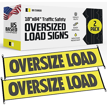 DC Cargo Oversize Load Sign, Mesh, Bungee Cords, 2-pack