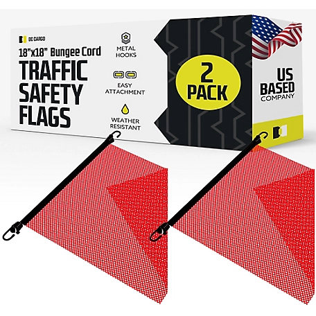 DC Cargo Safety Flag, Bungee, Red, 2-pack