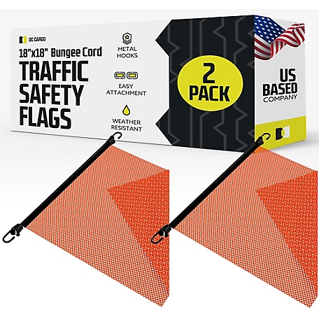 DC Cargo Safety Flag, Bungee, Orange, 2-pack
