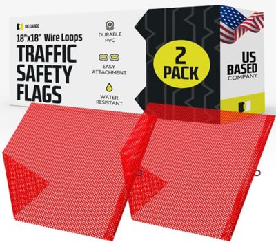 DC Cargo Safety Flag, Wire Loop, Red, 2-pack