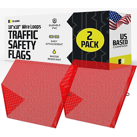 DC Cargo Safety Flag, Wire Loop, Red, 2-pack