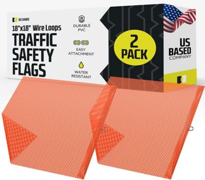 DC Cargo Safety Flag, Wire Loop, Orange, 2-pack