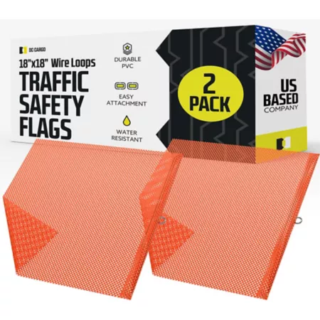 DC Cargo Safety Flag Metal Loop Orange 2 Pack Safety Signs