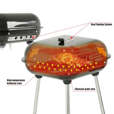 Image showing 6 th Master Cook Square Barrel Charcoal Grill, 273 sq. in., Black