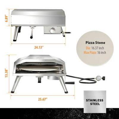 Image showing 5 th BIG HORN Propane Pizza Oven with Rotating Pizza Stone, 16 in., Stainless Steel