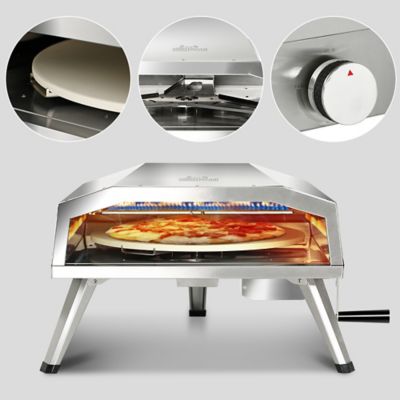 Image showing 8 th BIG HORN Propane Pizza Oven with Rotating Pizza Stone, 16 in., Stainless Steel