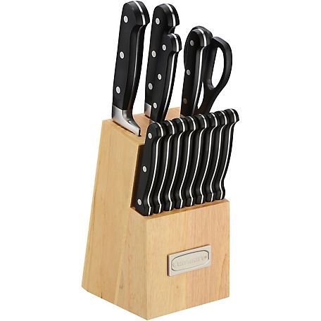 Cuisinart Advantage 14 Pc. Triple-Rivet Cutlery Set and Wood Storage Block - Black Handles
