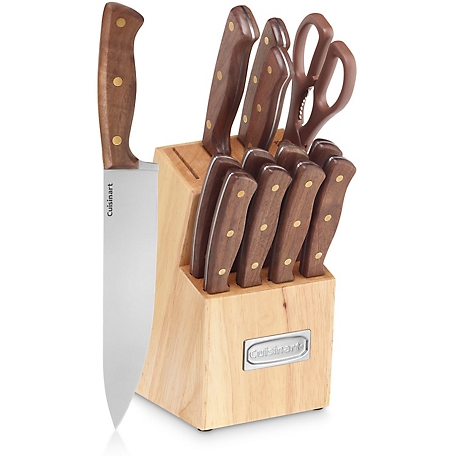 Cuisinart Advantage 14 Pc. Triple-Rivet Cutlery Set and Wood Storage Block - Walnut Handles