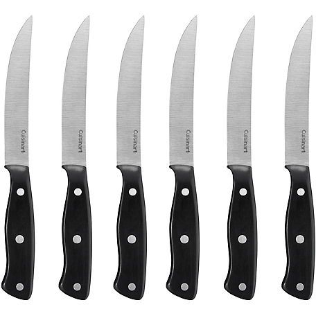 6pc White Triple Rivet Steak Knife Set