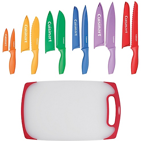 Cuisinart Advantage 12-Piece Color Knife Set with 13-In. Semi-Transparent Polymer Cutting Board