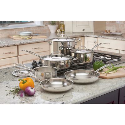 Image showing  Chef's Classic Stainless 10-Piece Cookware Set with Stainless Steel Flavor Lock Lids