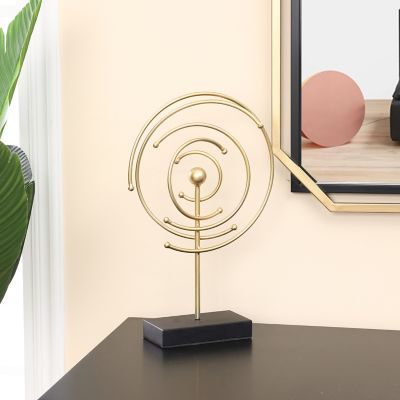 Image showing  Abstract Celestial Orbit Gold Metal and Black Base Tabletop Decor
