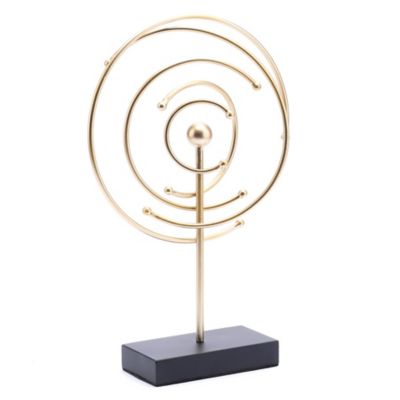 Image showing  Abstract Celestial Orbit Gold Metal and Black Base Tabletop Decor