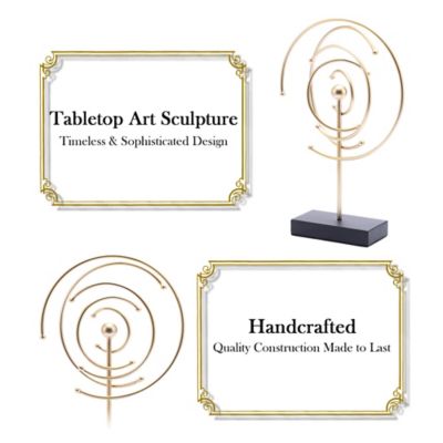 Image showing 6 th LuxenHome Abstract Celestial Orbit Gold Metal and Black Base Tabletop Decor