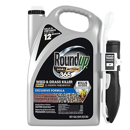 Roundup Dual Action 365 Weed & Grass Killer Plus 12 Month Preventer with Comfort Wand, 1 gal.