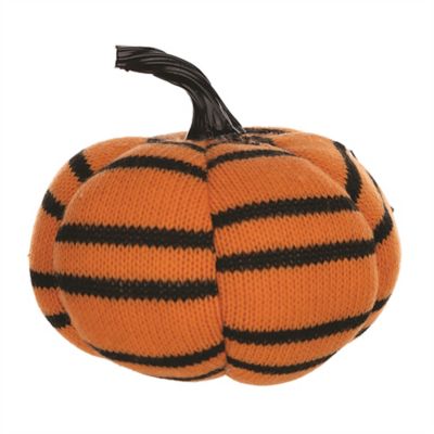 Melrose International Plush Halloween Striped Pumpkin 5 in. H