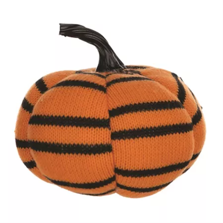 Melrose International Halloween Striped Pumpkin Plush 5" H Indoor Halloween Home Accents