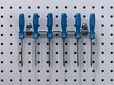 Image showing  8-1/8 in. W Steel Multi-Prong Tool/Wrench Holder for 1/8 in. and 1/4 in. Pegboard, 5 Pack