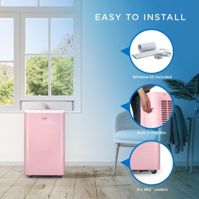 Image showing  115V Smart Portable Air Conditioner, 400 sq. ft., 6,350 BTU SACC/CEC, 9,000 BTU ASHRAE 128, Pink