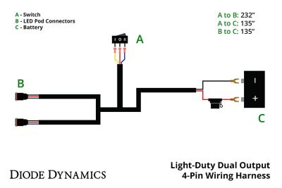 Image showing  Light Duty Dual Output 4-pin Wiring Harness