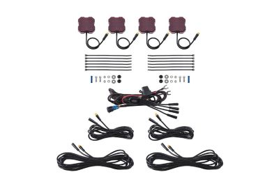 Diode Dynamics Stage Series Single-Color LED Rock Light, Red M8 (4-pack)