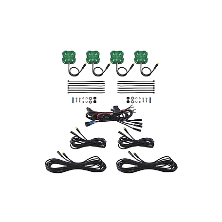 Diode Dynamics Stage Series Single-Color LED Rock Light, Green M8 (4-pack)