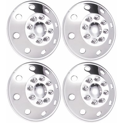 JAE Set of 4, Ford Transit 150, 250, 350 SRW 2015-2024 Stainless Steel Hubcaps / Wheel Covers for 16 in. Steel Wheels
