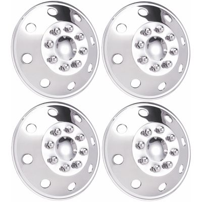 JAE Bolt-On Stainless Steel Hubcaps/Wheel Covers for Ford Transit 150, 250, 350 SRW 2015-2024 with 16 in. Wheels, 4-Pack