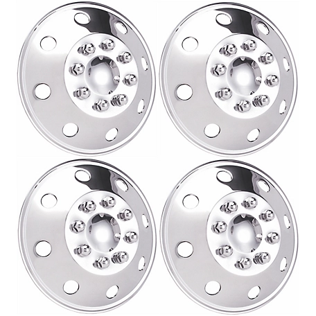 JAE Set of 4, Ford Transit 150, 250, 350 SRW 2015-2024 Stainless Steel Hubcaps / Wheel Covers for 16 in. Steel Wheels
