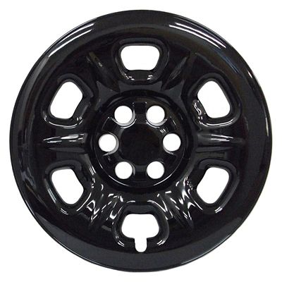 Image showing  Set of 4, Nissan Frontier 2005-2024, Xterra 2005-2015 Black Hubcaps / Wheel Covers for 16 in. Steel Wheels