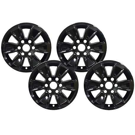 CCI Set of 4, Chevrolet Silverado, GMC Sierra 1500 2019-2024 Black Hubcaps / Wheel Covers for 17 in. Alloy Wheels