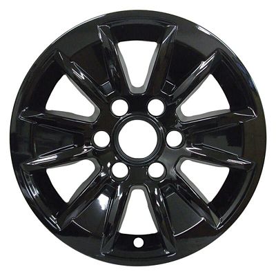 Image showing  Set of 4, Chevrolet Silverado, GMC Sierra 1500 2019-2024 Black Hubcaps / Wheel Covers for 17 in. Alloy Wheels