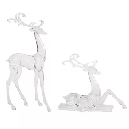 Melrose InternationalModern Clear Acrylic Christmas Deer Figurine (Set of 2) Christmas Kitchen & Tabletop Decor