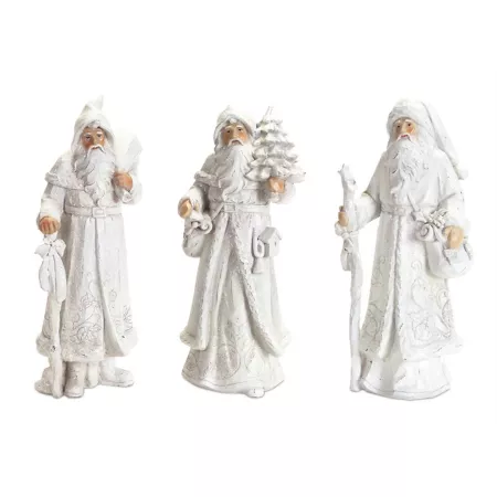 Melrose InternationalWhite Winter Snowy Santa Figurine (Set of 3) Christmas Kitchen & Tabletop Decor