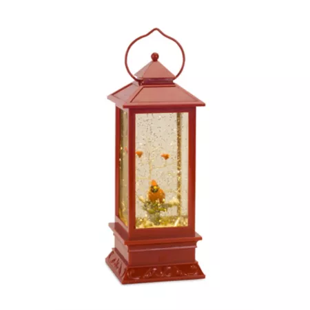 Melrose InternationalLED Snow Globe Lantern with Snowy Cardinals on Branch 11" H Christmas Kitchen & Tabletop Decor