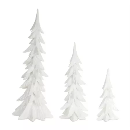 Melrose InternationalShimmering White Tabletop Tree (Set of 3) Christmas Kitchen & Tabletop Decor