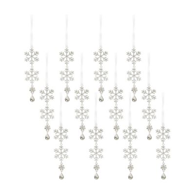 Melrose InternationalJewel Tiered Snowflake Ornament Drop (Set of 12)