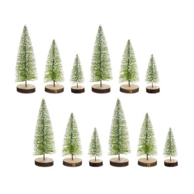 Melrose InternationalMini Bottle Brush Holiday Tree with Snowy Accent (Set of 12)