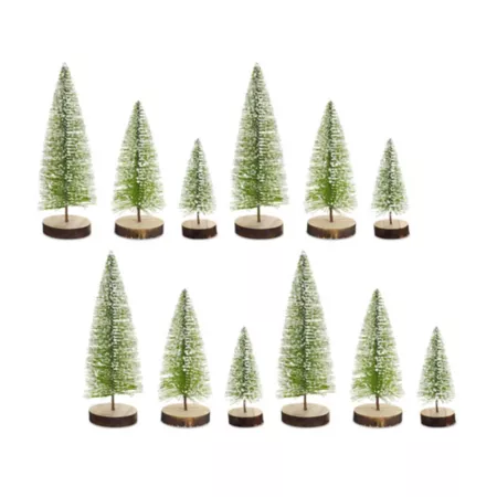 Melrose InternationalMini Christmas Tree Bottle Brush with Snowy Accent (Set of 12) Christmas Kitchen & Tabletop Decor