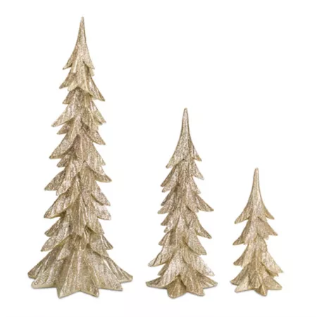 Melrose InternationalGold Glitter Tabletop Tree (Set of 3) Christmas Kitchen & Tabletop Decor