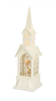 Melrose InternationalLED Snow Globe Church with Angel 16.25 in. H