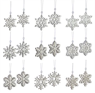 Melrose InternationalWooden Mini Snowflake Ornament (Set of 18)