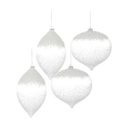 Melrose International White Beaded Glass Ornament (Set of 4) Christmas Ornaments & Tree Toppers