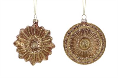 Melrose International Gold Glass Starburst Tree Ornament (Set of 12)