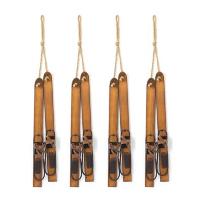 Melrose International Vintage Wood Hanging Ski Decor (Set of 4)