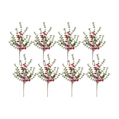 Melrose International Winter Pine and Boxwood Berry Spray (Set of 8)