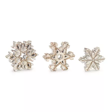 Melrose International Beaded Wood Snowflake Decor (Set of 3) Christmas Kitchen & Tabletop Decor