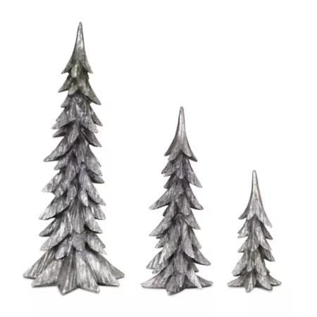 Melrose InternationalSilver Glitter Christmas Tree Decor (Set of 3) Christmas Kitchen & Tabletop Decor