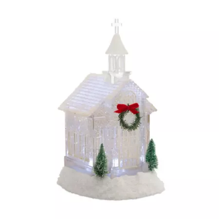 Melrose InternationalLED Church Snow Globe with Pine Accents 10.5" H Christmas Kitchen & Tabletop Decor