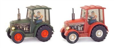 Melrose InternationalLED Snow Globe Tractor with Farmer Santa (Set of 2)